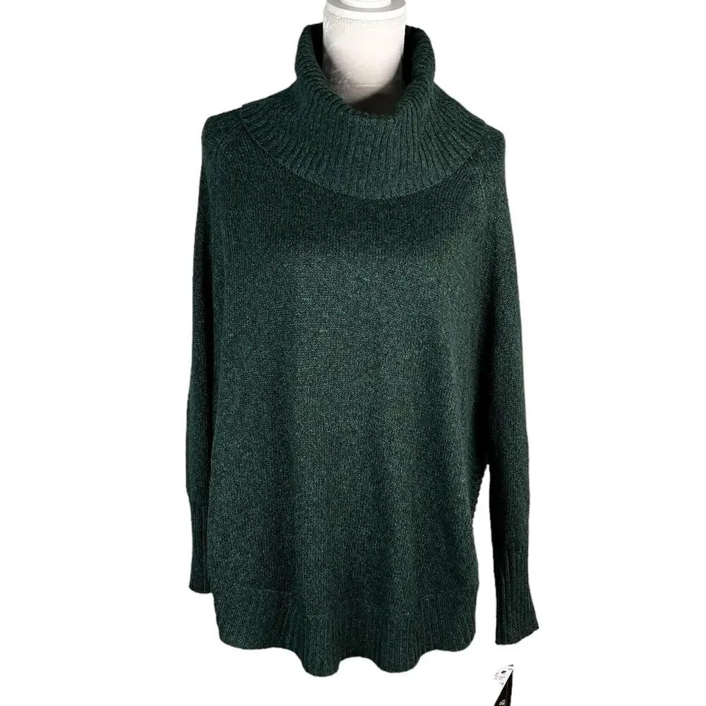 AGB Sweater Pine Green Cowl Neck Dolman Sleeves M Oversized New